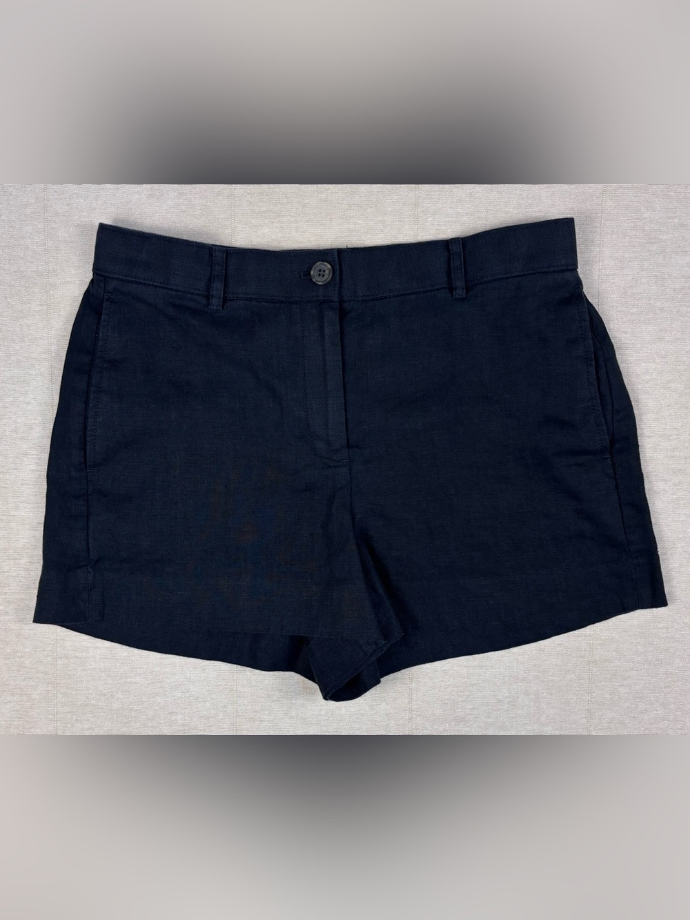 J.Crew Navy 100% Linen Shorts Elastic Back Waist Tailored Summer Size Small